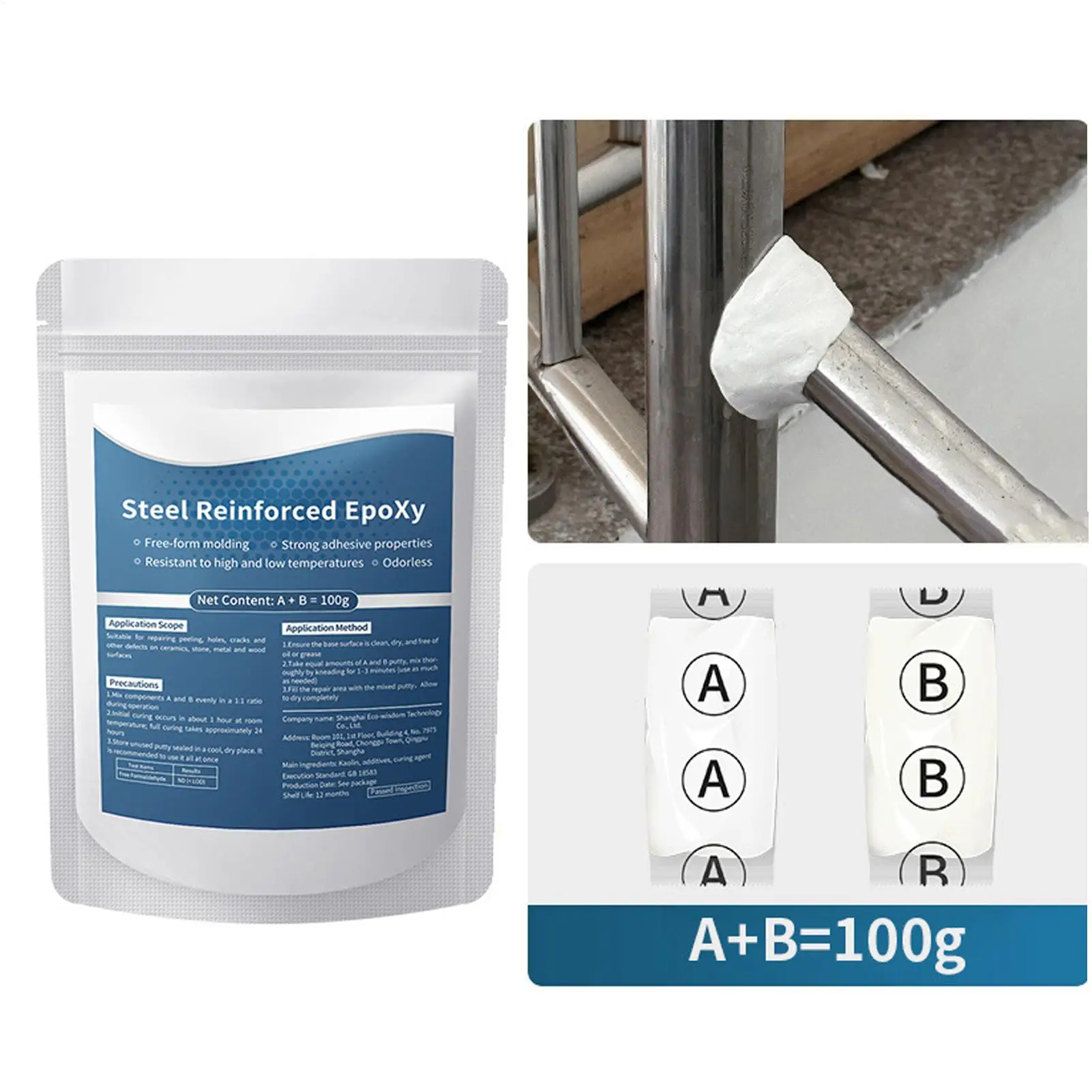 Steel Reinforced Epoxy Putty 100g Waterproof Portable Strong Bonding Epoxy Putty Repair Tool for Craft Production Part Shaping