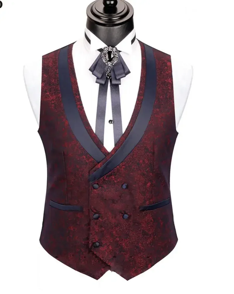 Trajes formales florales para hombres, 3 piezas, chal, solapa, boda, novio, esmoquin, traje de estilo italiano, chaqueta con chaleco, pantalones, moda 2025