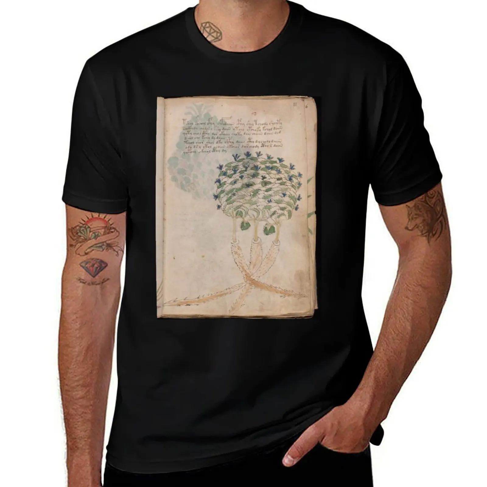 

Voynich manuscript book -manuscript old book vintage T-Shirt Luxury man clothes heavyweights plus size men clothing