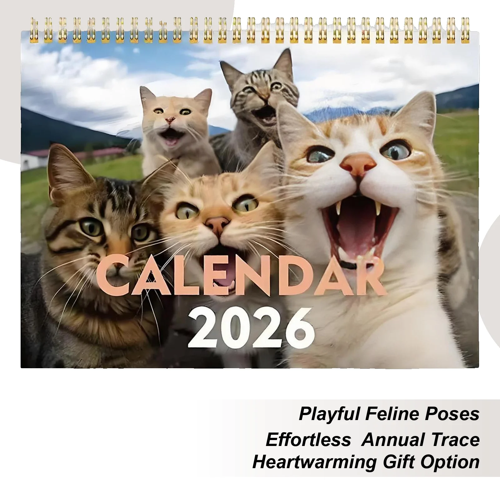 تقويم القط 2026 12 شهرًا جدول تقويم موضوع القط العمودي للبالغين والأطفال والطلاب والمعلمين وغرفة النوم والفصول الدراسية والمنزل