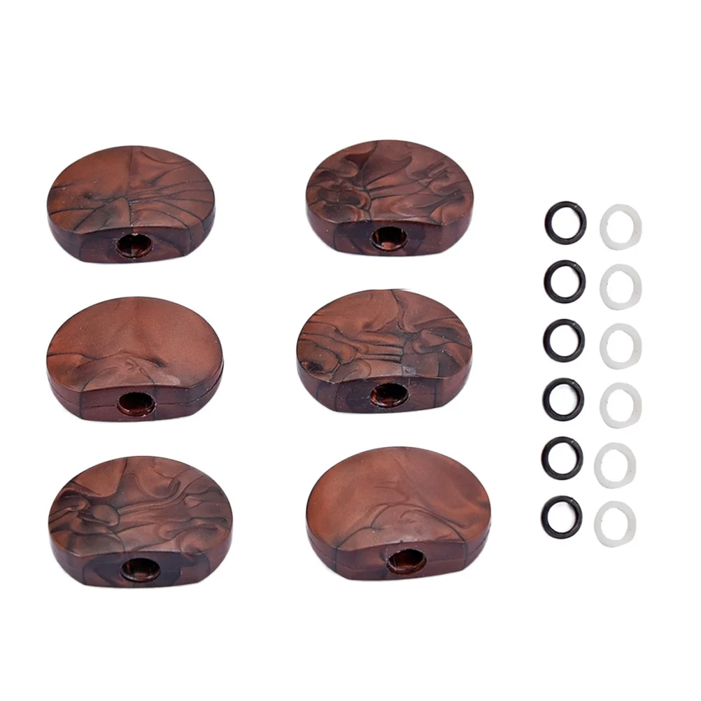 

6 pcs String Tuning Pegs 22.5Mm Replacement Acrylic Button Tuning Keys Metal Body Red Black Ferrules Sealed Guitar Tuners For