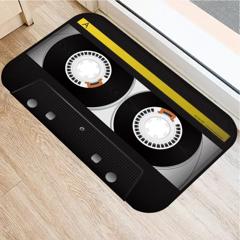 Retro Cassette Tape Door Mat Non-slip Washable Floor Mat for Entryway Living Room Home Decor Vintage Audio 60 Minutes Tape Mat