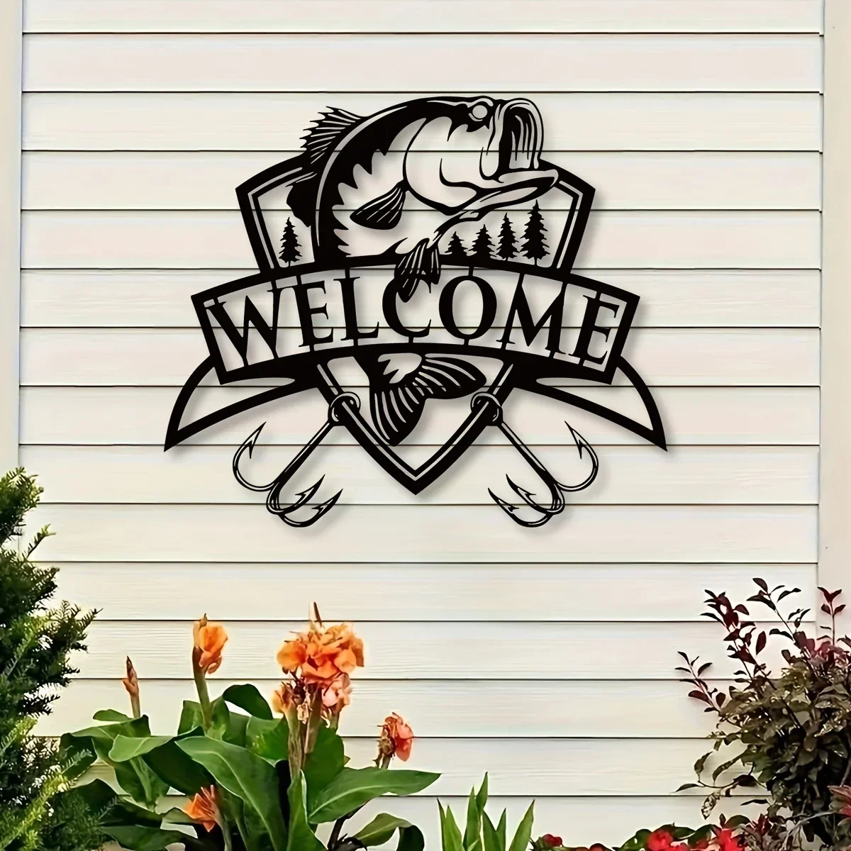 Fishing Metal Sign, Welcome Sign, Bass Fishing Metal, Fish Metal Sign, Bass Fishing Art, Fisherman Gift,Iron Art,Wall decoration