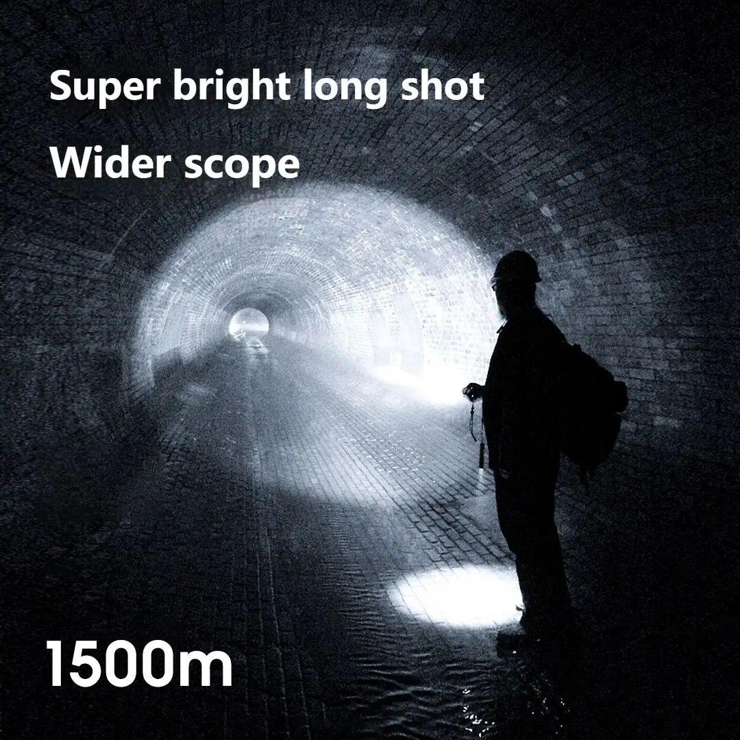 PHILIPS Bright Flashlight - 1500m Long Range, Fast Zoom, Type-C Charge, 18650 Battery, Strong & Sharp Flash, Durable & High