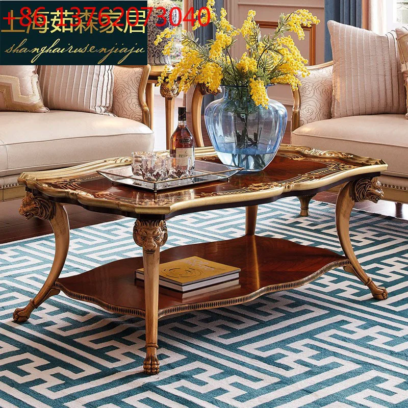 

Английский золотой лист для гостиной, диван, приставной столик, окрашенный паркет, голова животного, резной угловой столик