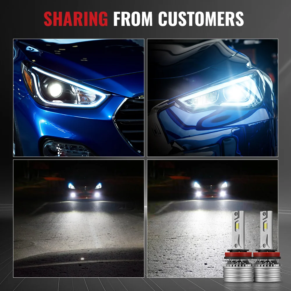 

2PCS X4i H11/H8/H9 LED Headlight Bulbs, 6500K White