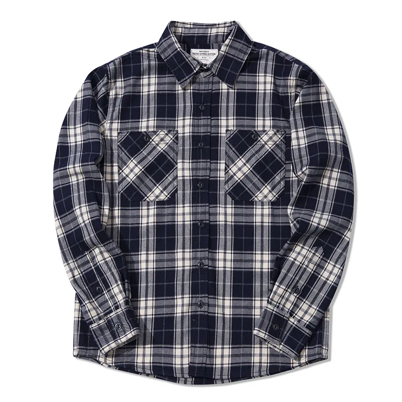 Autumn Winter Fashion Men's Classical Flannel Shirt for Men Good Quality Thick Heavy Weight Casual Plaid Long Sleeve Blouse Tops