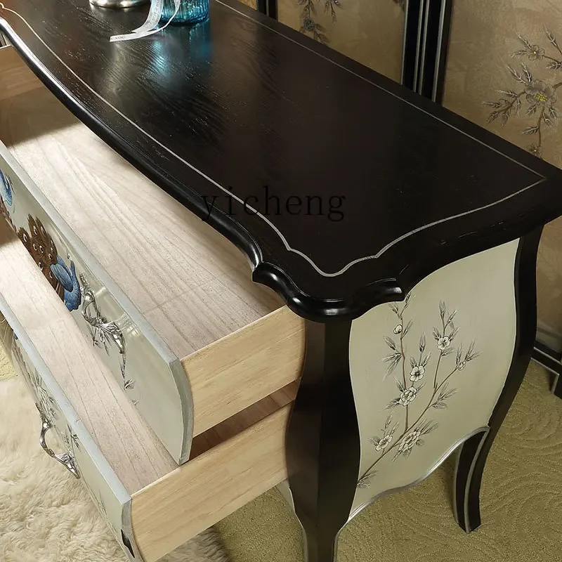 GZ Foyer Aisle Painted Decorative Cabinet Bedroom Two Pumps Solid Wood Storage Entrance Cabinet