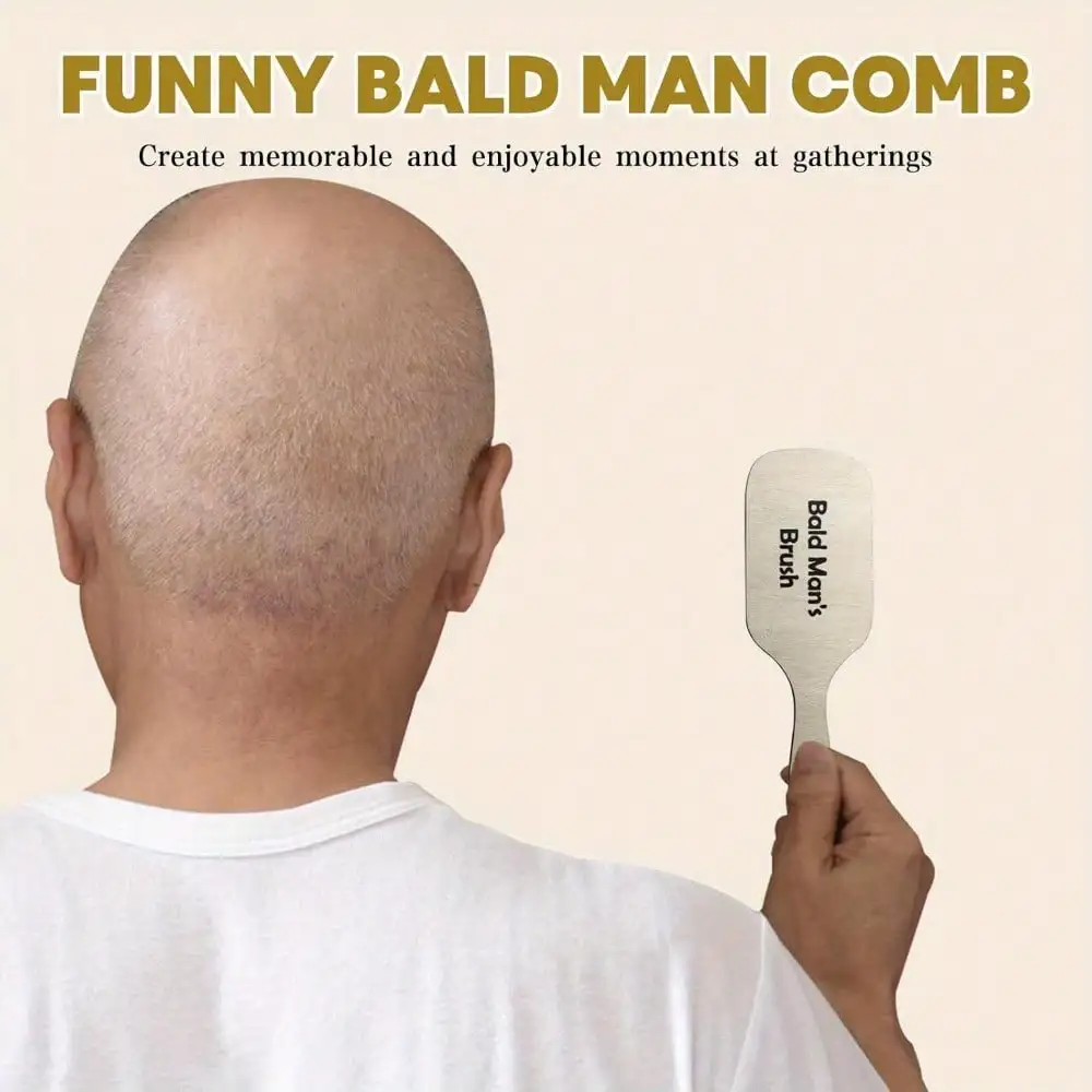2 Fun Bald Comb Sets, Creative Gift Combs, Wooden Hairless Combs, Beauty Tools for Bald Men and Suits, Birthday and Christmas Gifts