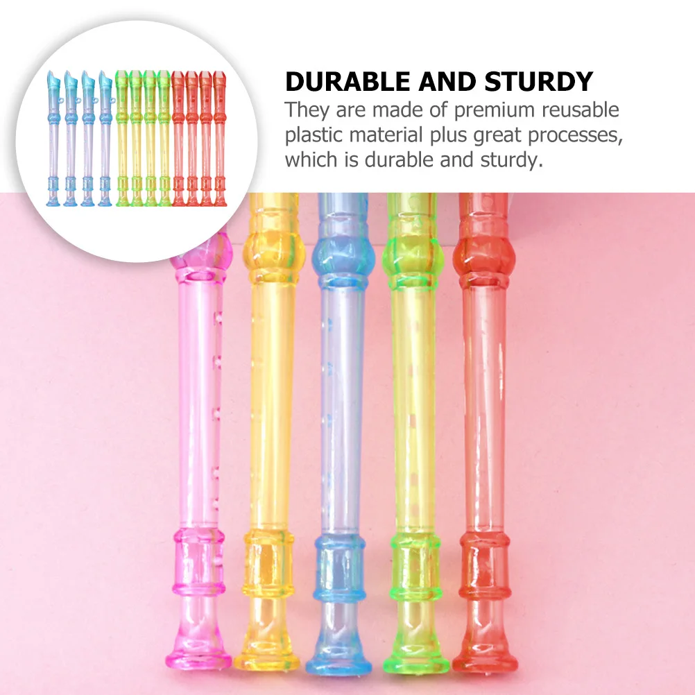 

12pcs Kids Clarinet 6-Hole Mini Recorder Flute Toys Children Plastic Beginner Wind Instruments