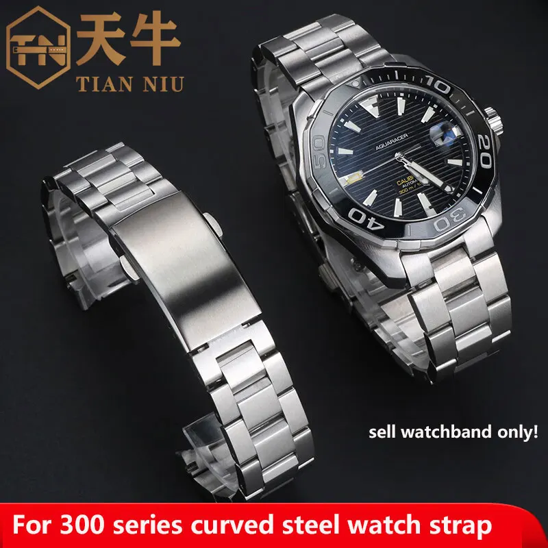 For TAG Heuer stainless steel strap Aquarium 300 Series WAY111A WAY211A/201 Arc metal wachband 41mm 43mm dial wtrap 20.5//21.5mm