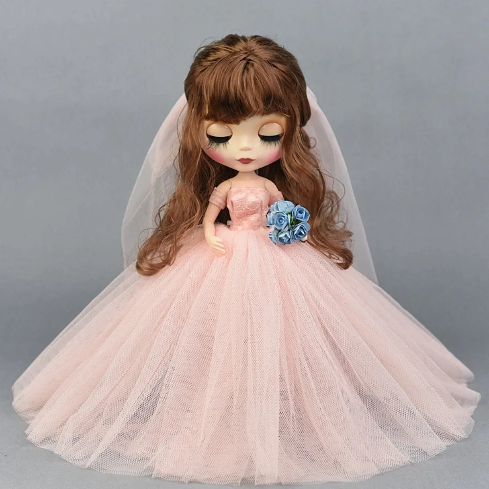 

Girl Birthday Gift Doll Wedding Dress Party Wear Solid Color Doll Clothes Handmake Clothing Outfit