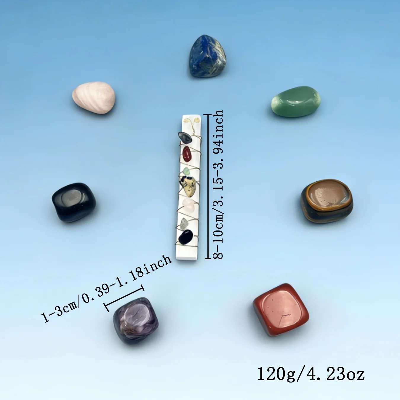7 pieces of colorful unshaped rolling stones+1 piece of colorful crushed stone hand wound gypsum