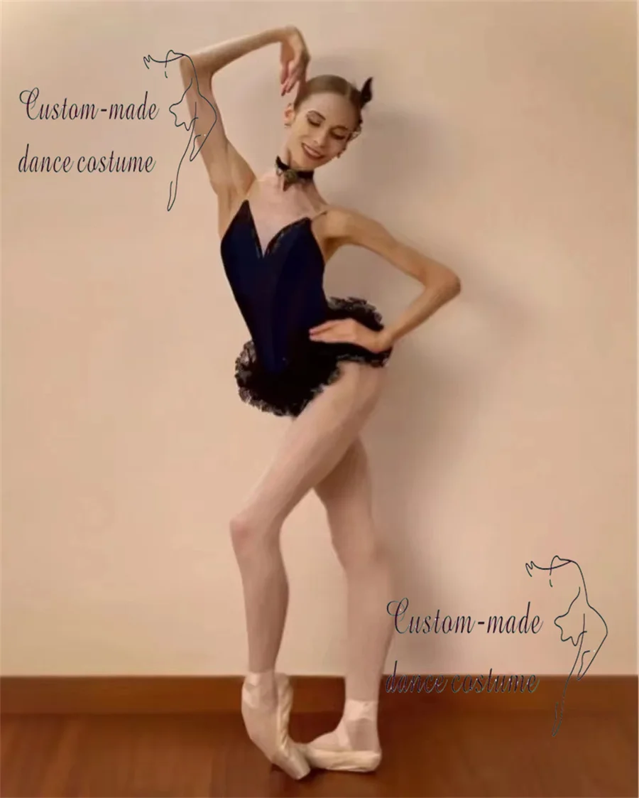 2025 nuevo vestido de Ballet de variaciones Carmen, vestido de actuación personalizado para niños, Falda corta profesional negra, falda abullonada para adultos