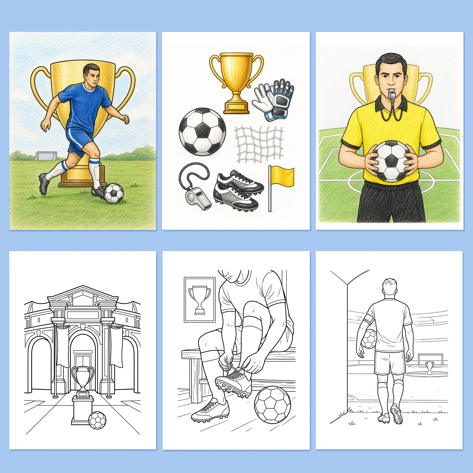 Adult World Cup Soccer Coloring Book, Football-Themed Relaxation and Creative Coloring Pages view 3