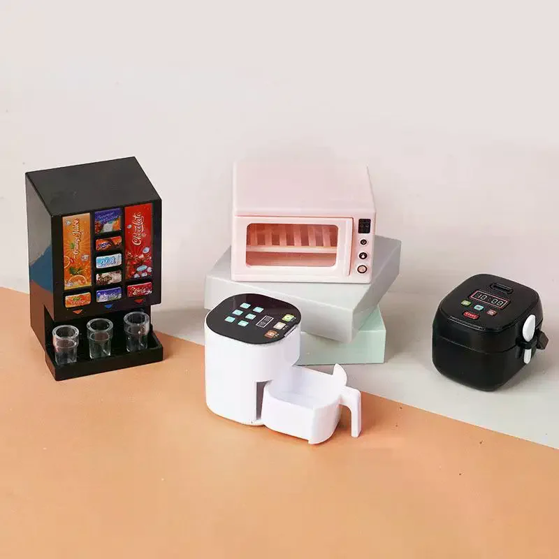 Miniatures d'appareils de cuisine pour maison de poupée 1/12 : Friteuse, machine à boissons, four, cuiseur à riz, ornements