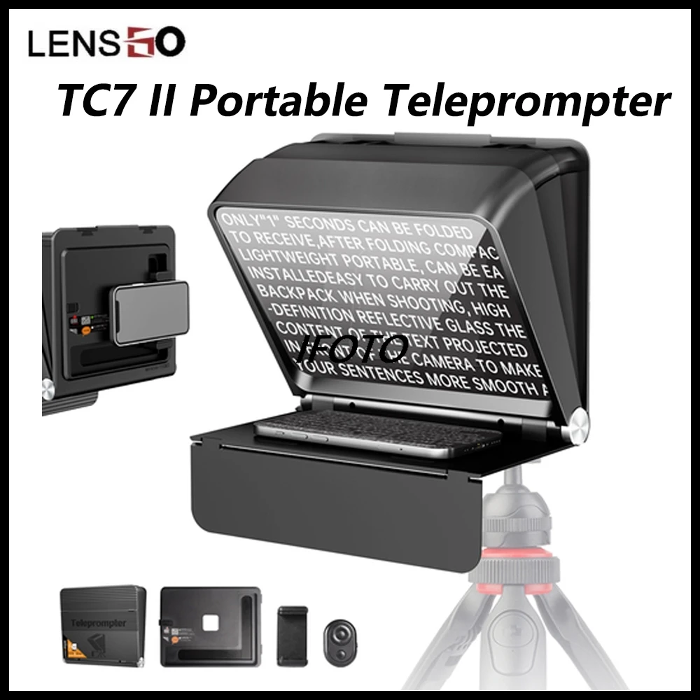 

LENSGO TC7 II Portable Teleprompter For DSLR Camera Photo Studio iPad Smartphone Interview Recording Teleprompter