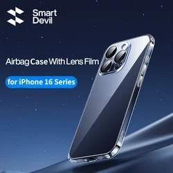 SmartDevil Airbag Phone Case with Lens Film for iPhone 16 Pro Max 15 Pro 16 Clear Case Lens Protect All Inclusive Soft Cover