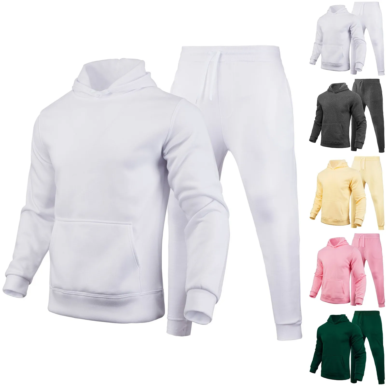 

Мужской спортивный костюм из 2 предметов, повседневный свитшот с капюшоном и брюки, пуловер с капюшоном, спортивная одежда, 2024