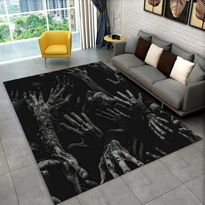 Terrifying Ghost Demon Skull Gothic Large Area Rug Non-slip Carpet for Bedroom Living Room Sofa Doormat Home Decor Floor Mat