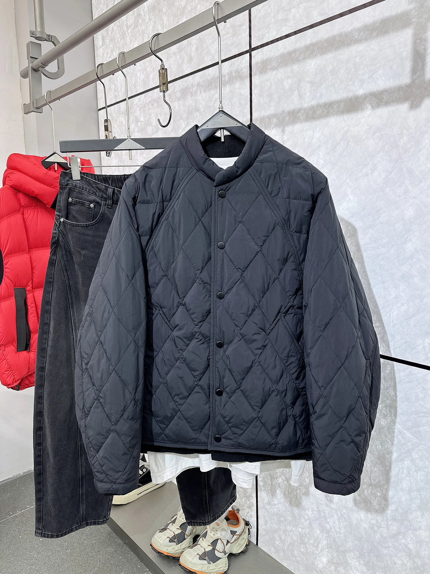 

Men's Lightweight 90 White down Jaet Autumn Winter Diamond Design High Quali Warm Casual Sle Long Sve Polyester Fiber