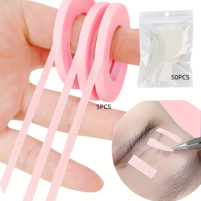 5 Rolls of Adhesive Tape+50 Eye Patches, Adhesive Tape Eye Patches Grafting False Eyelashes Extension Isolation Tool