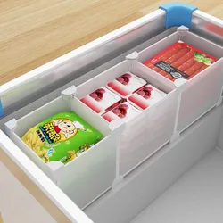 19/24/32cmH Enclosed Light Assembled Freezer partition grill net storage rack organizer island freezer horizontal refrigerator