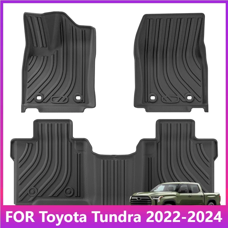Fußmatten für Toyota Tundra 2022-2024 CrewMax Cab, Allwetter-Fußmatten, TPE 3D Fußmatte, Schwarz, Linkslenker – Detail 1