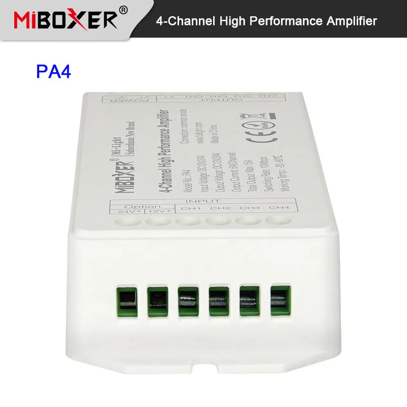 

PA4 Miboxer 12V 24V 15A LED 4 Channel High Performance Amplifier output the signal of main controller completely & synchronously