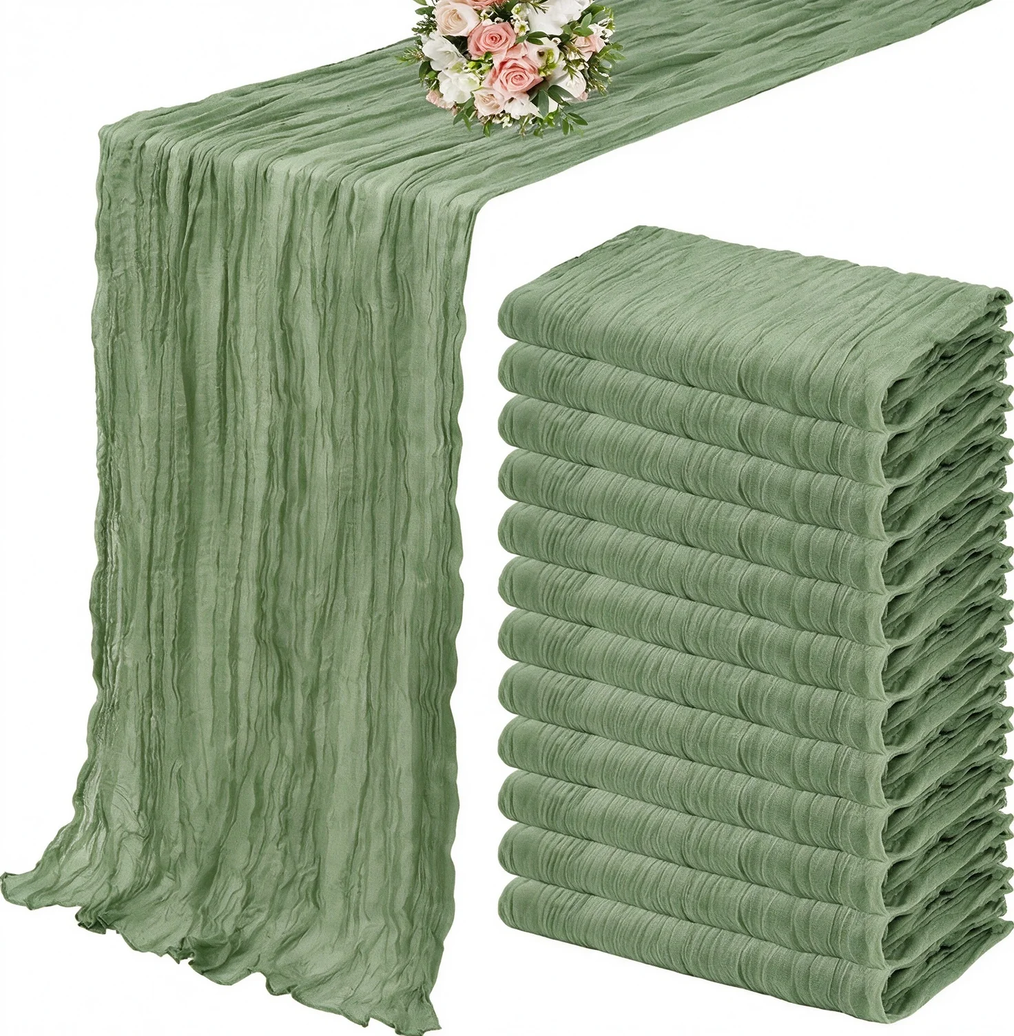 10 Pack Gauze Cheesecloth Table Runner 90CMX180CM Boho Cheese Cloth Table Runners for Wedding Baby Shower Birthday Holiday Party