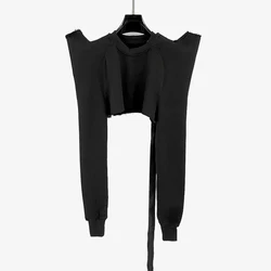 Cotton Women's T-shirt Y2k Antler Design Fashion Temperament Commuter Hundred Sleeve Long Sweatshirt Top 2024 Fall New