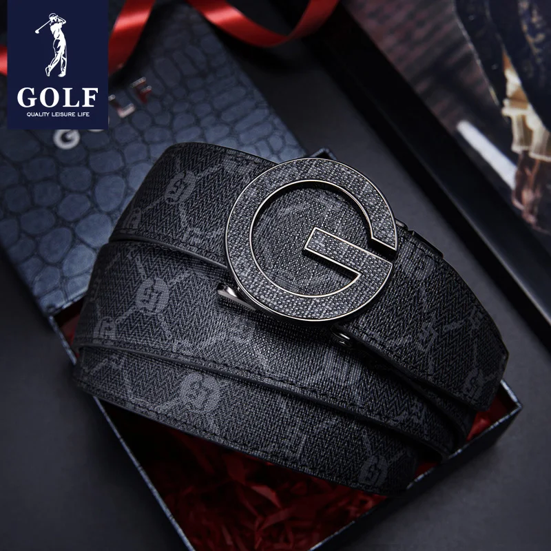 GOLF herenriem mode bedrukte letter automatische gesp tailleband veelzijdige trendy heren casual riem