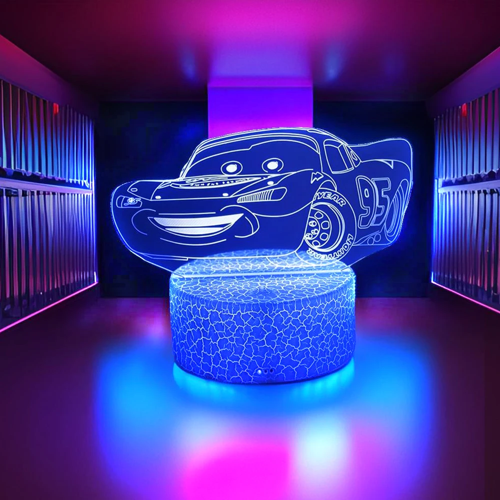 Cute Cars Disney 3D Lamp LED Night Light Kids Table Lamps Nightlight for Children Lights Bedroom Decor Birthday Christmas Gifts