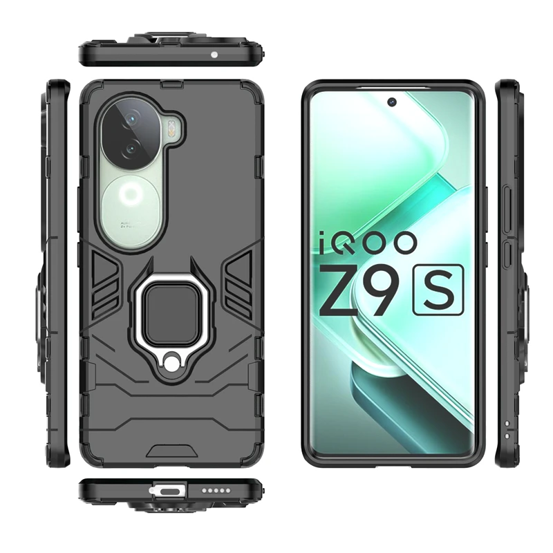 For Vivo iQOO Z9s Case Armor Magnetic Suction Stand Full Edge Back Cover For Vivo iQOO Z9s Case For Vivo iQOO Z9s 5G 6.77 inch