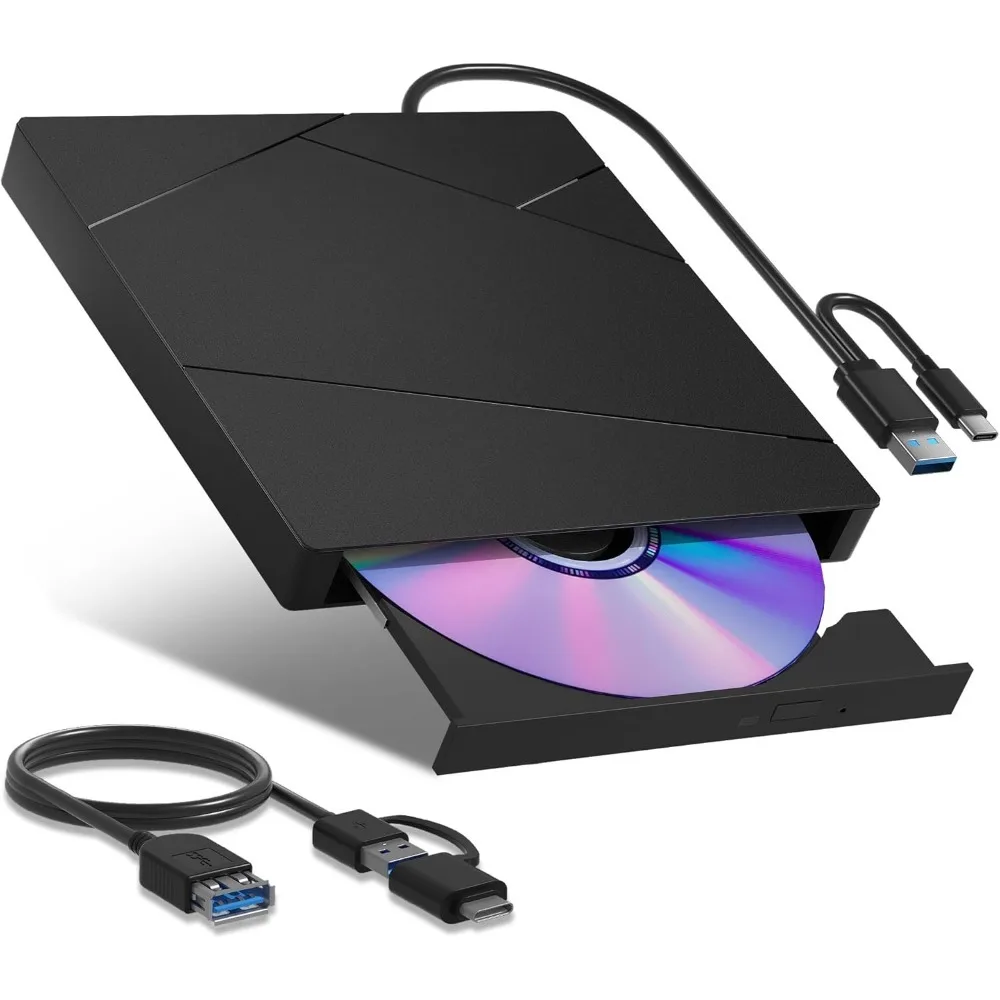 

External Bluray Drive Portable Bluray Burner with Extension Data Cable USB3.0 CD DVD Reader Player Compatible with Windows/MacOS