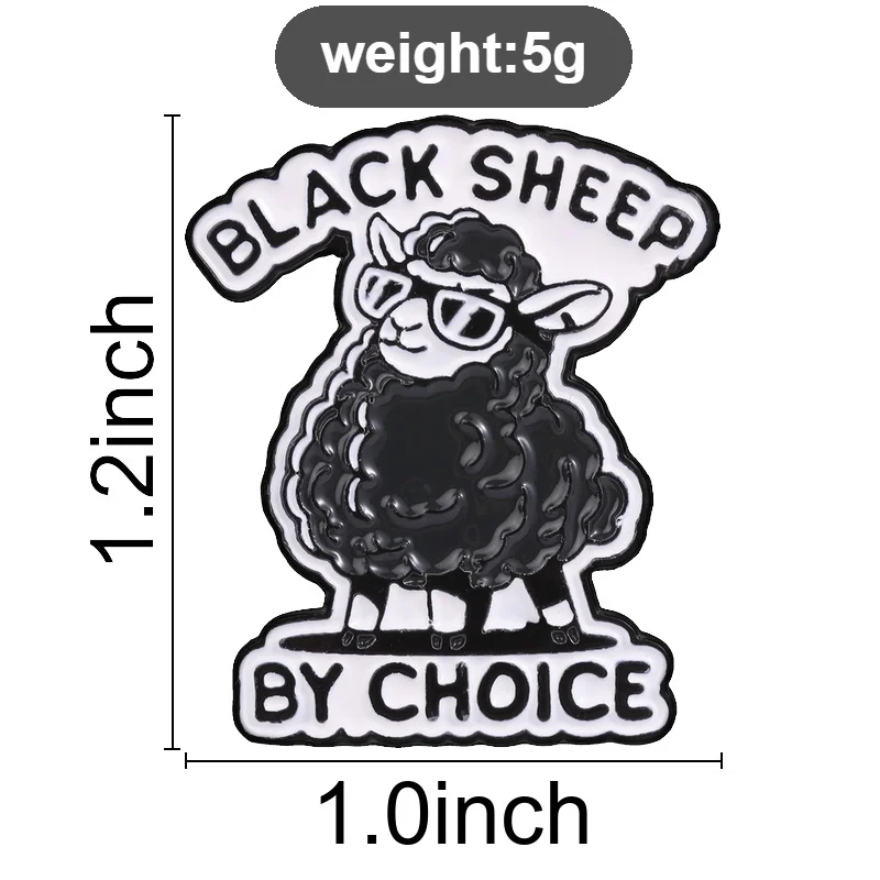 Cartoon Cool Black Sheep Enamel Pin, Funny 