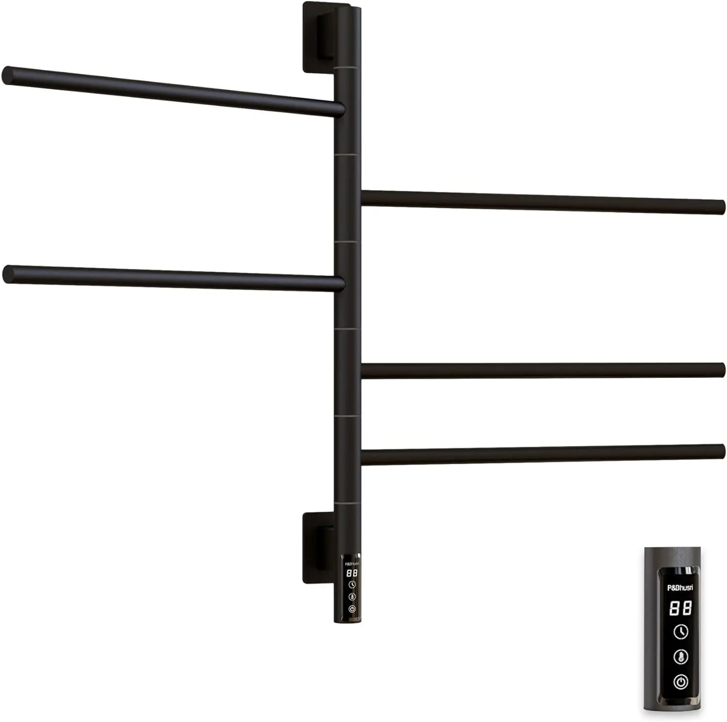 

Черная электрическая полотенцесушитель со встроенным таймером, вращающаяся вешалка для полотенец и обогреватель для ванной комнаты