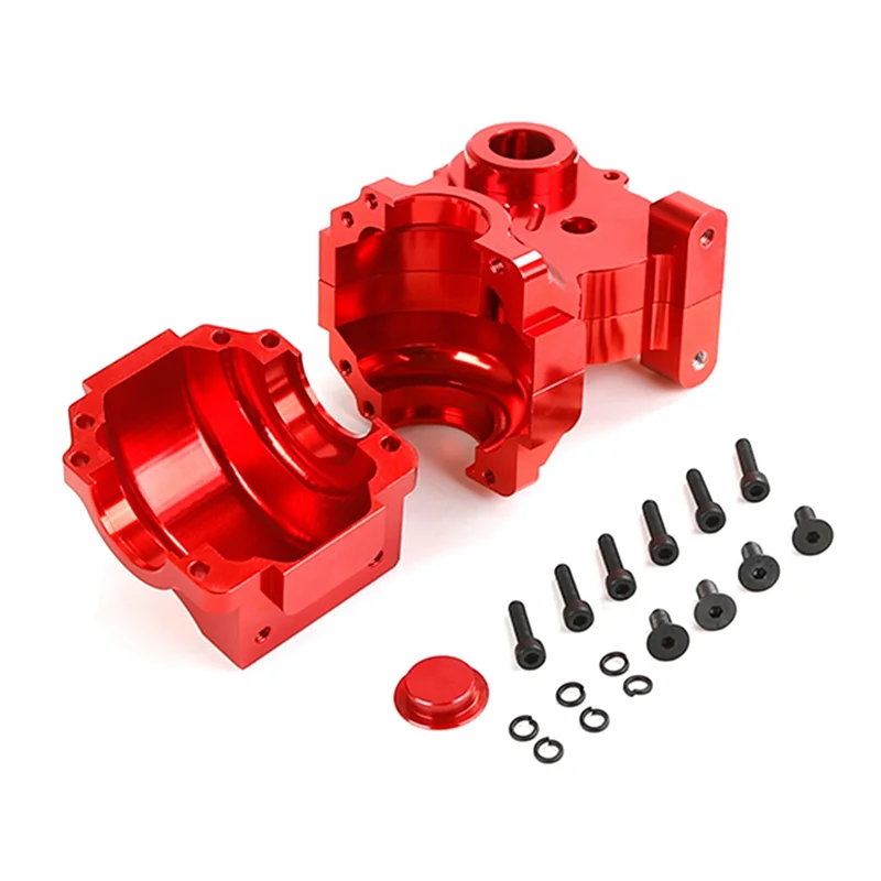 Set di scatole ingranaggi differenziale di fissione a tre sezioni in metallo CNC adatto per parti di giocattoli 1/5 HPI ROFUN BAHA ROVAN KM BAJA 5B 5T 5SC, rosso