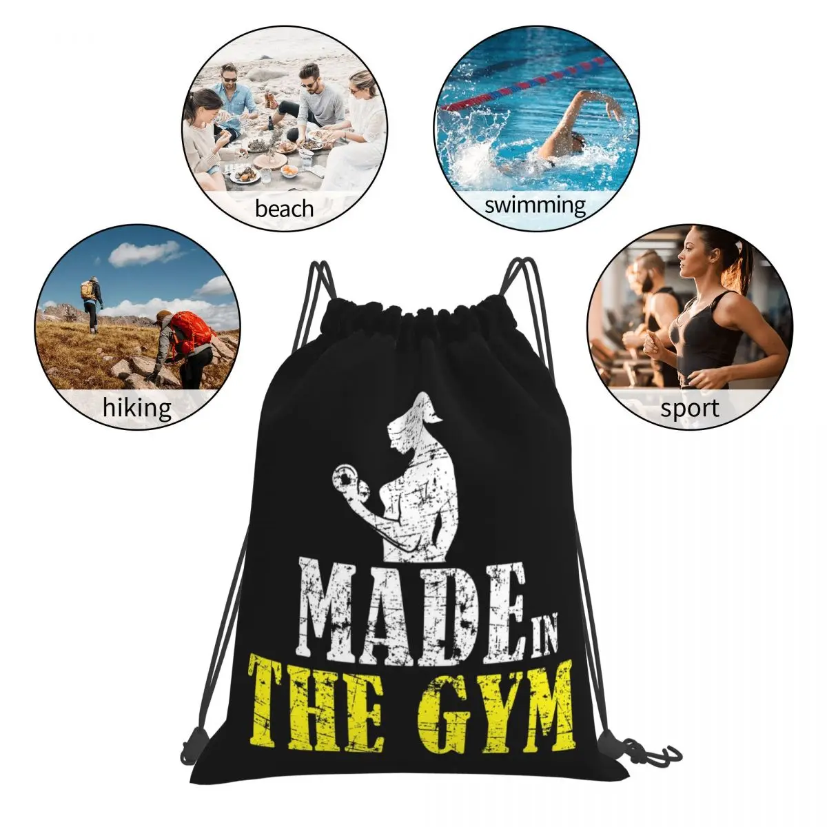 Made In The Gym For Women Bodybuilders Backpacks Fashion Portable Drawstring Bags Sports Bag Book Bags For Travel School