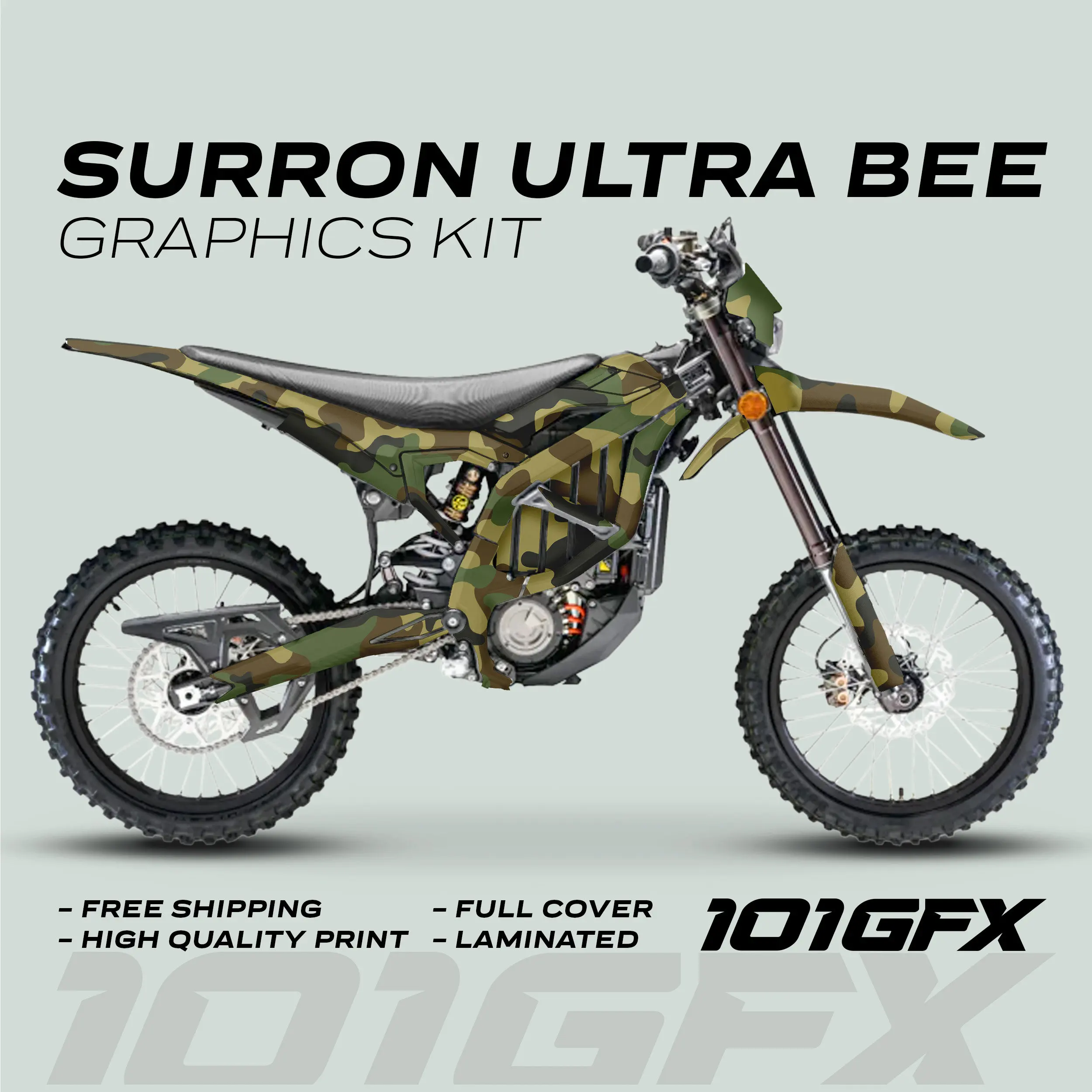 Graphics Kit CAMOUFLAGE Military army woodland Stickers Laminated eBike Decals Wrap Protection For Surron Ultra Bee