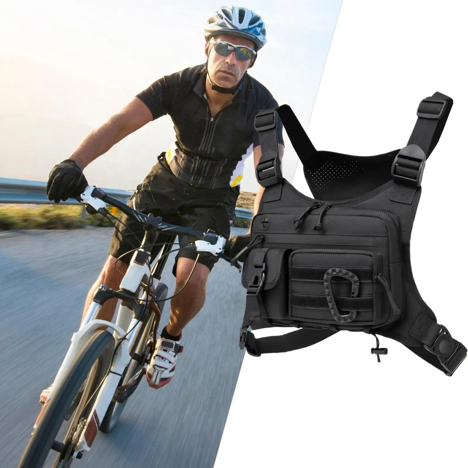 

Unisex Tacticals Shoulder Backpack Large Capacity Lightweight Front Vest Bag Breathable Outdoor Cycling Climbing Bag