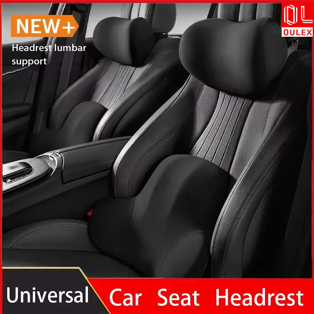 OULEX Car Neck Pillow Memory Foam Protective Lumbar Back Support Breathable Car Headrest Cushion Relieve Stress Car Seat Pillow