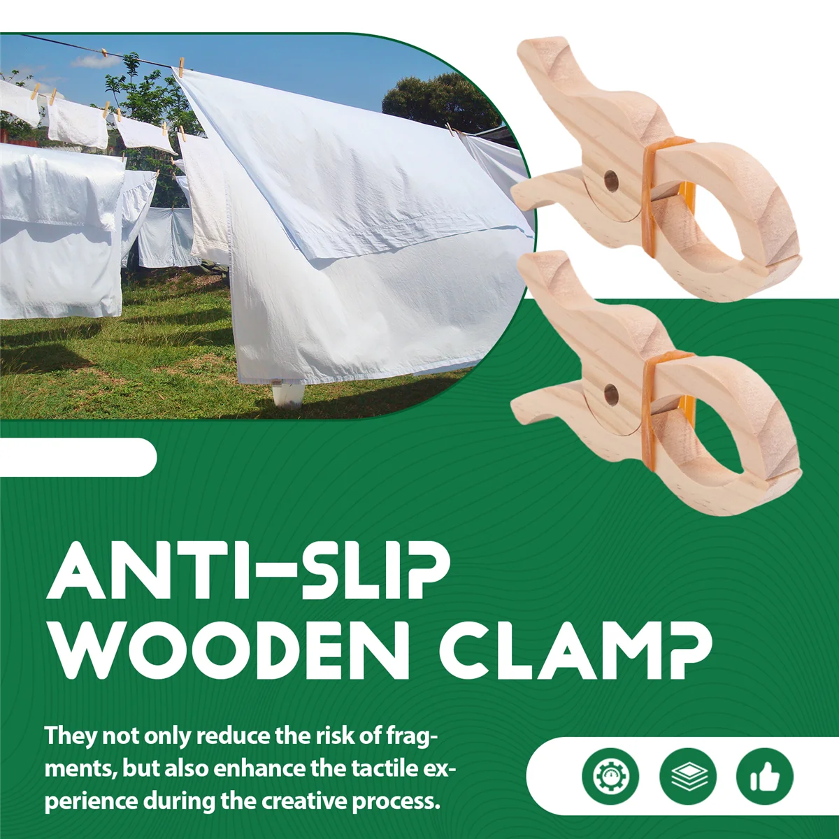 A99U 6 Pcs Wooden Play Clip Handmade Giant Clip Toys Wooden Clips for Curtains, Wardrobes, Balcony,Creative Wooden Clips