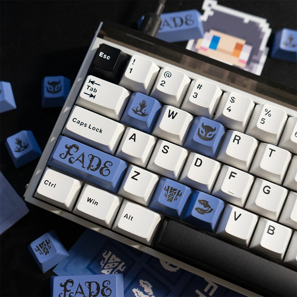 Valorant Keycaps 5 keys Transparent keycap Game key caps Cherry Profile PBT Dye Sub keycaps Gaming Laptop Killjoy Reyna ISO Jett