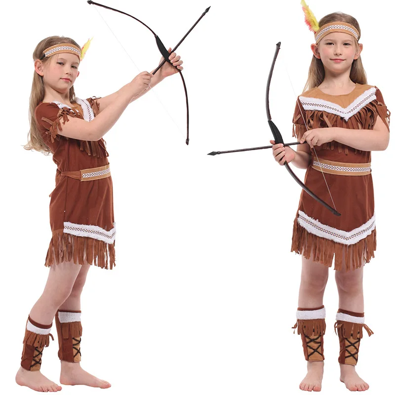 Halloween Kids Indians Princess Costumes Cosplay Indian Outfits Christmas Party Role Play Fancy Dress Up For Girls