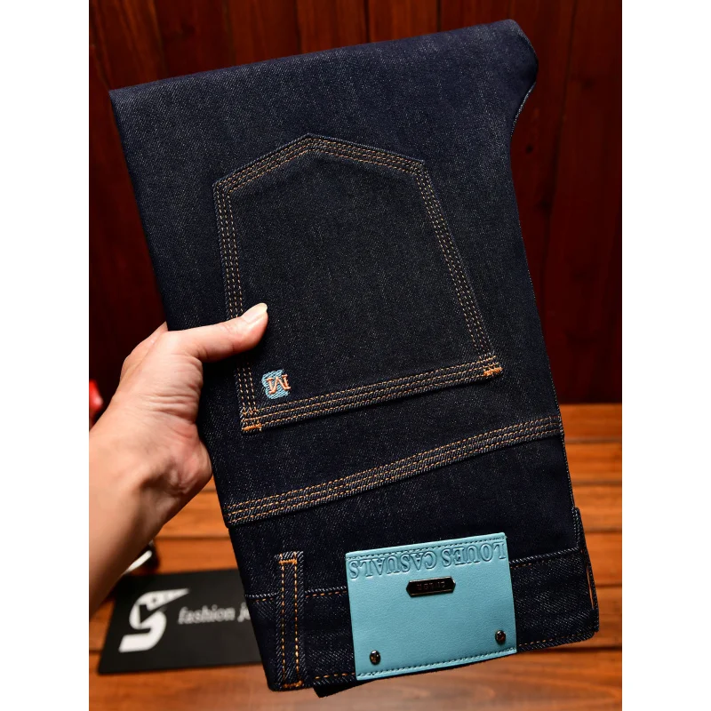 

High end minimalist embroidered flower jeans men in autumn,, small feet, casual trend, light luxury, business long