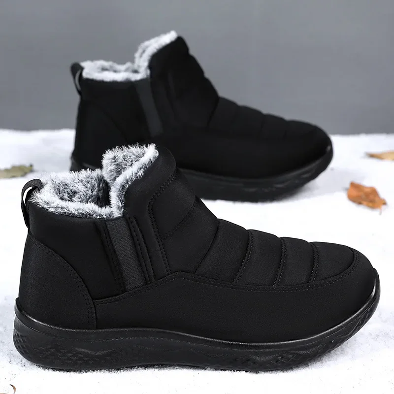 Thickening Waterproof Shoes Snow Boots Men's New Trendy Fleece Thickened Dad Cotton Boots Polyurethane Thermal Cotton Shoes