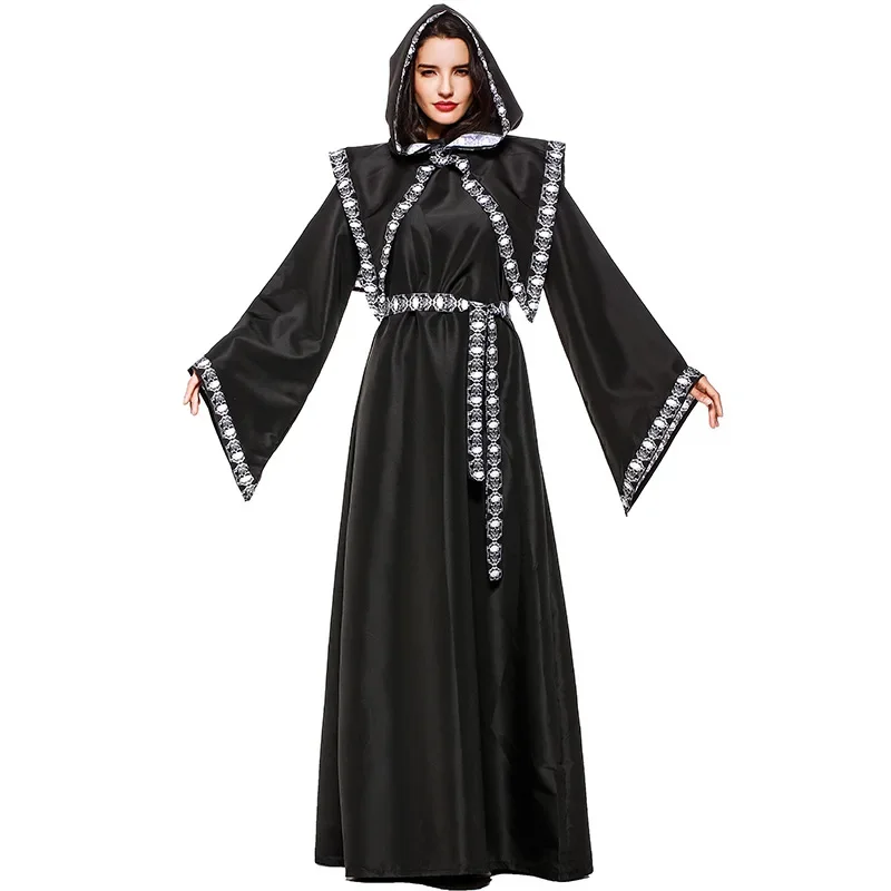 Assustador Death Grim Reaper Traje para homens e mulheres, Feiticeiro Unisex, Feiticeira Trajes, Crypt Keeper