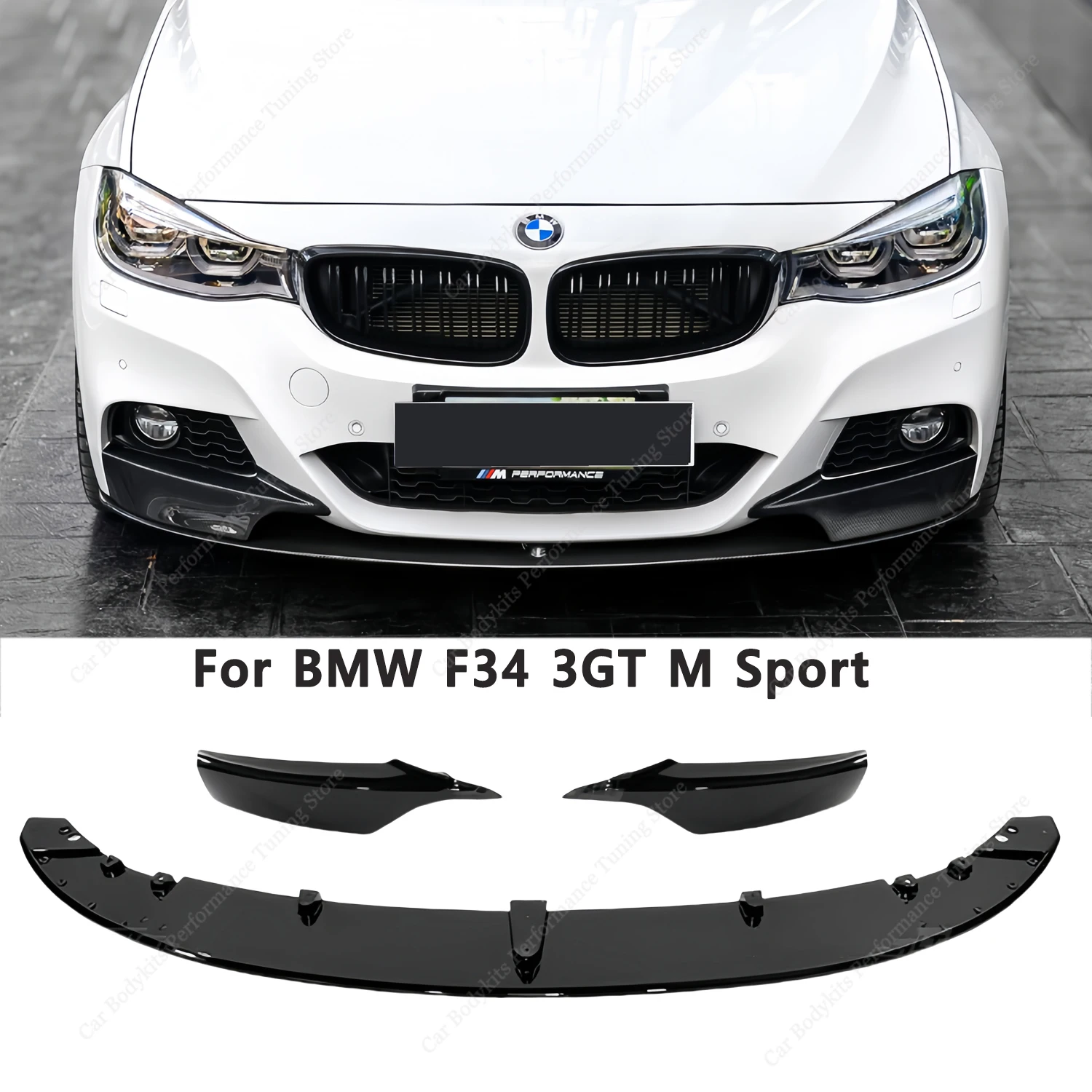 

M Performance Style ABS Gloss Black Front Bumper Lip Splitter Spoiler Retorft For BMW F34 3GT M Sport 2012-2019 Bodykits Tuning