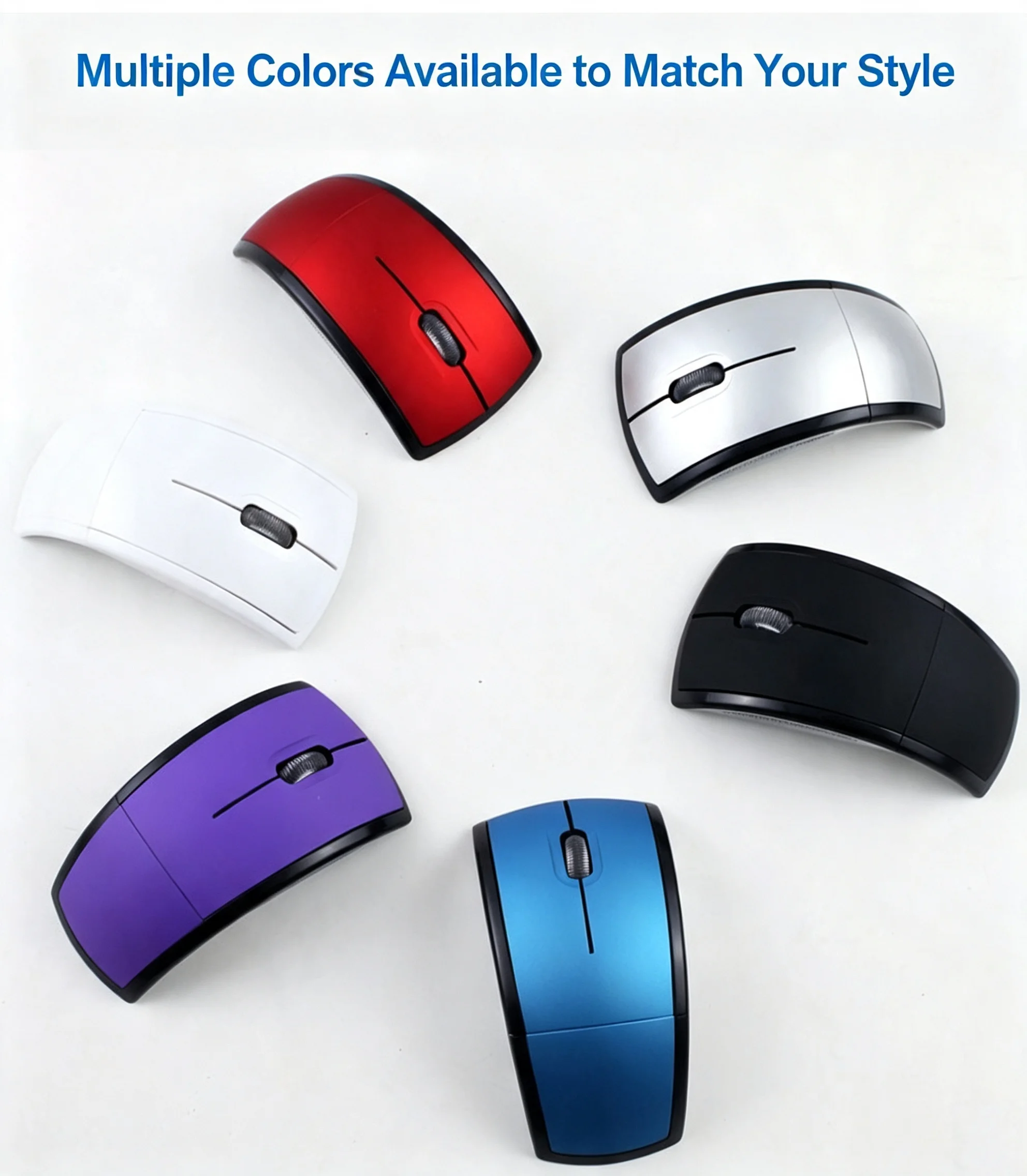 Wireless 2.4G Folding Lightweight Mouse Foldable Multi-Colors Office Thin Mouse For PC Computer For Home/School/Work/Travel
